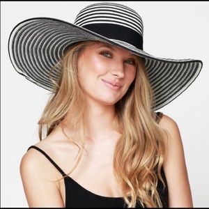 Sun hat wide brim striped with black stripe new